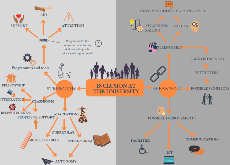 Mind map on university inclusion