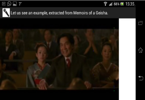 Ejemplo de una AD (accesible pulsando el botón Sample Audio Description)