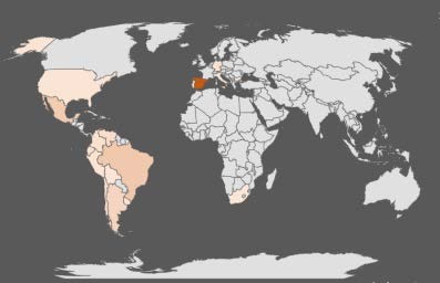 Origen de los artículos (por
        países)