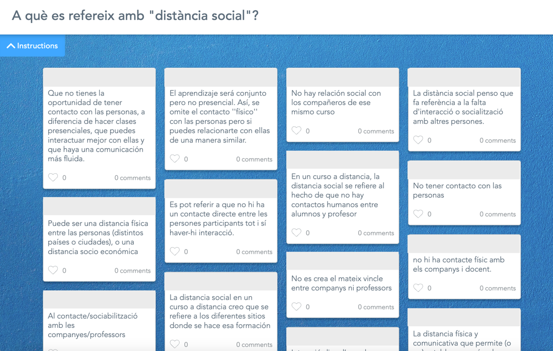 Muestra de la actividad compartida Tablero colaborativo en la que los estudiantes responden qué entienden por un concepto