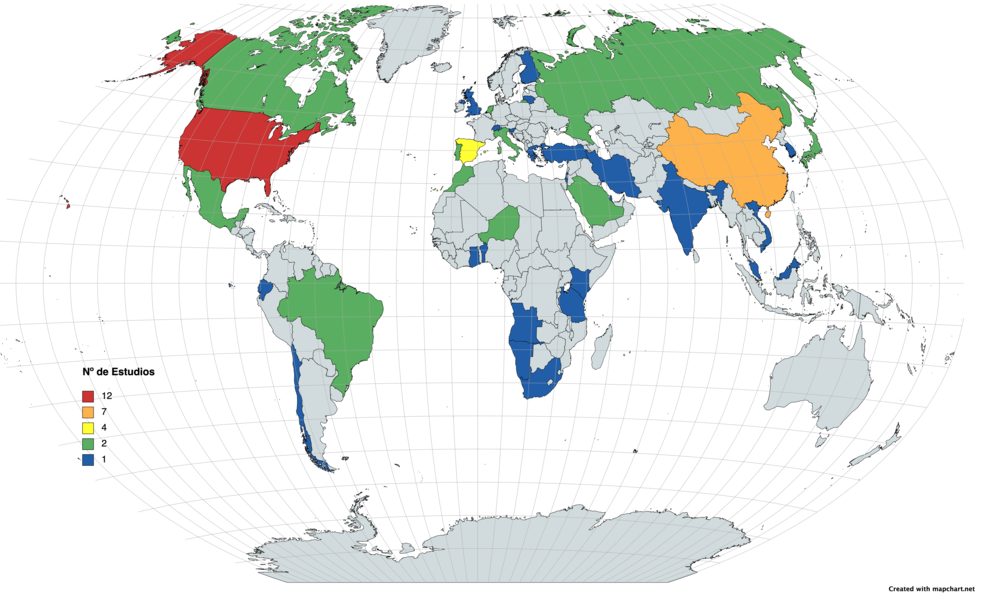 Ubicación geográfica de los estudios