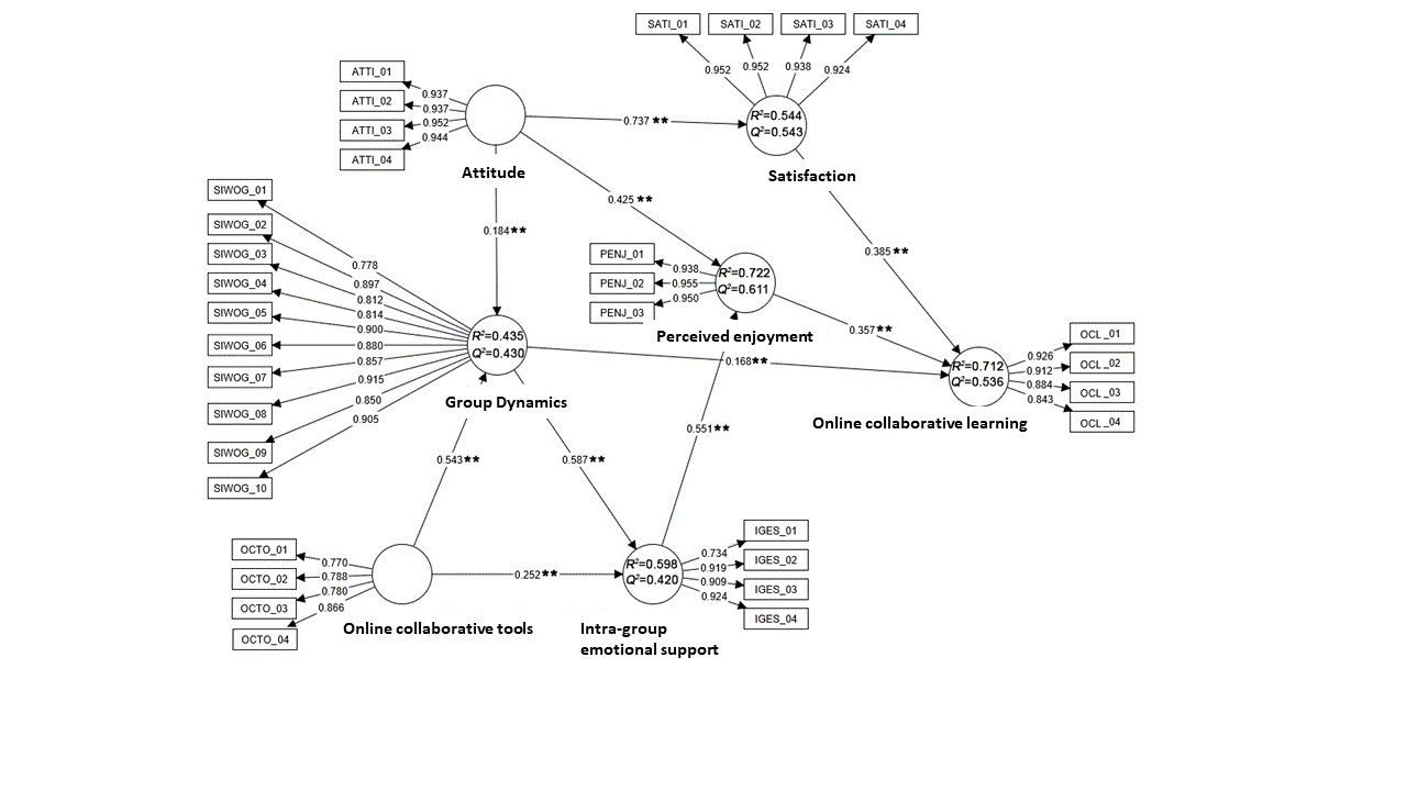 Evaluation of the structural model via PLS